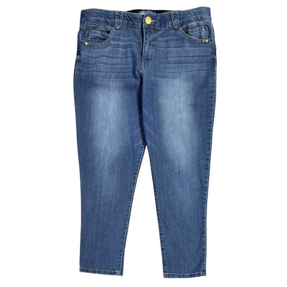 Democracy Absolution Ankle Skimmer Blue Jeans Mid Rise Cropped Tummy Control - Picture 1 of 12